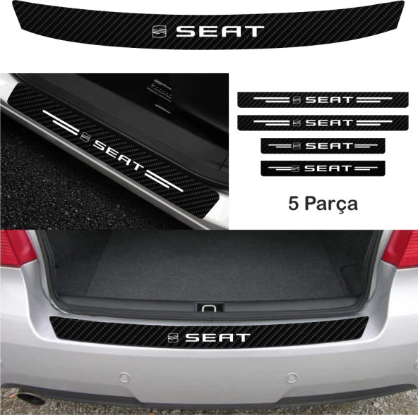 Seat Ibiza İçin Uyumlu  Aksesuar Oto Bağaj Ve Kapı Eşiği özel yeni sticker Set Karbon