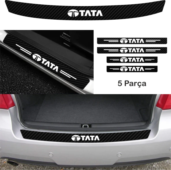 Tata Incina İçin Uyumlu  Aksesuar Oto Bağaj Ve Kapı Eşiği özel yeni sticker Set Karbon