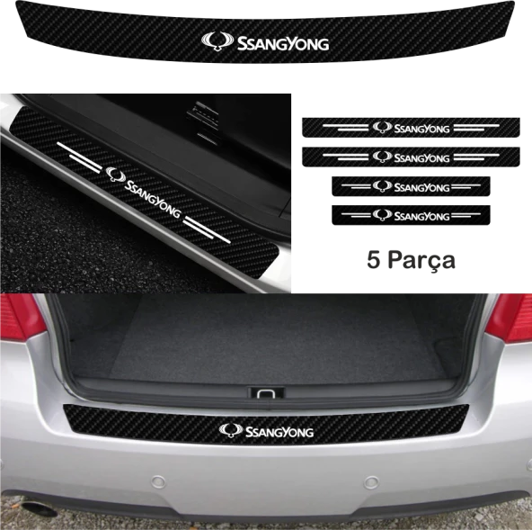 Ssangyong Tivoli İçin Uyumlu  Aksesuar Oto Bağaj Ve Kapı Eşiği özel yeni sticker Set Karbon