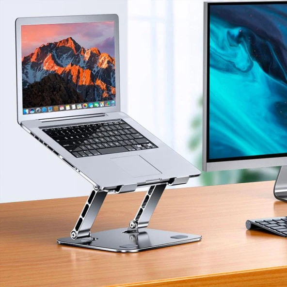 Coofbe Aluminyum Katlanabilir Yükseklik Ayarlı Kaydırmaz Taşınabilir Laptop Macbook Notebook Standı - 4