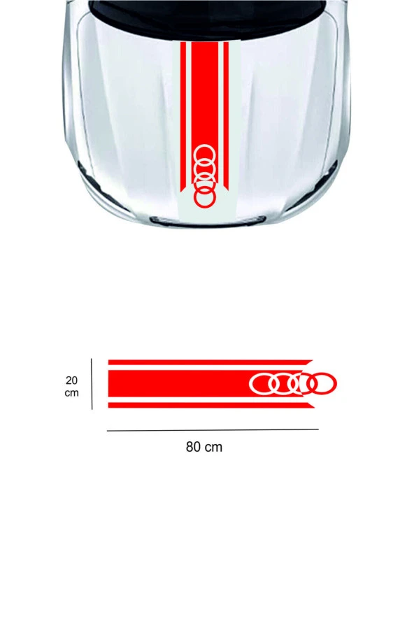 Audi İçin Uyumlu  Aksesuar Oto Kaput özel yeni sticker Çift Şerit 80*20 Cm