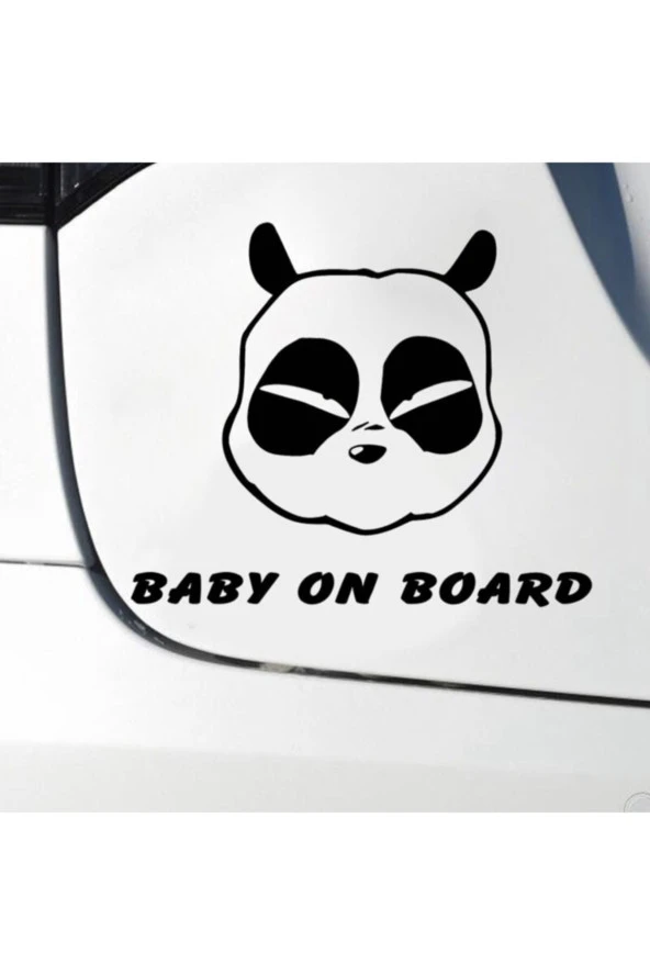 Panda Kafası Bebek On Board Tasarım Oto özel yeni sticker Siyah 15*8 Cm