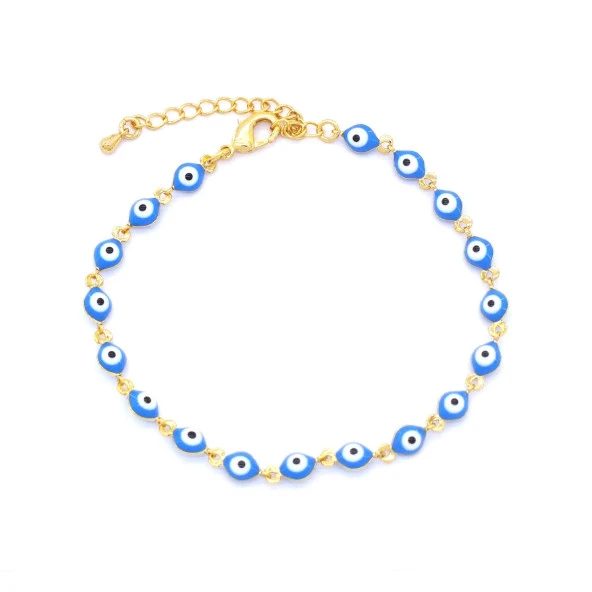 FerizZ 22 Ayar Altın Kaplama Açık Mavi Nazar Boncuklu Bileklik ürün görseli