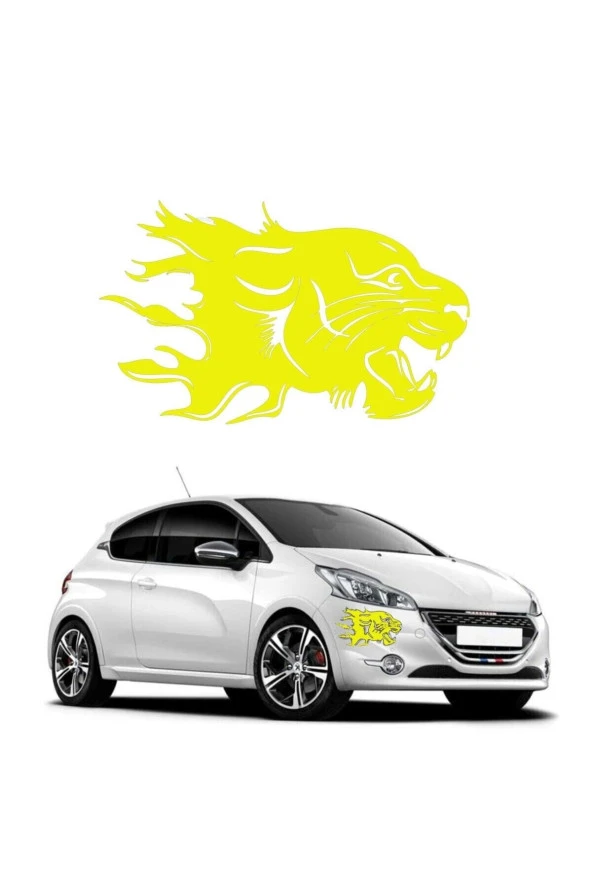 Panter Başı Oto özel yeni sticker Sarı 20*20 Cm