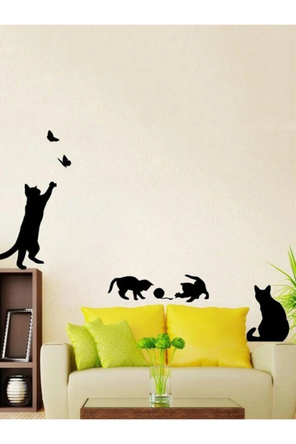 1 Adet Duvar özel yeni sticker Karikatür Kedi Desen Sevimli Tasarım Yatak Odası Duvar Dekorasyonu