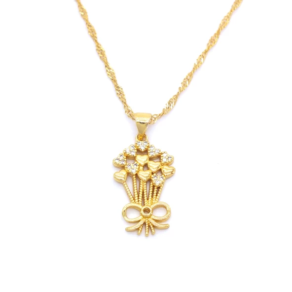 Çelik Kolye, Çiçek Kolye Altın Kaplama, Kadın Kolye KLY-328 ürün görseli