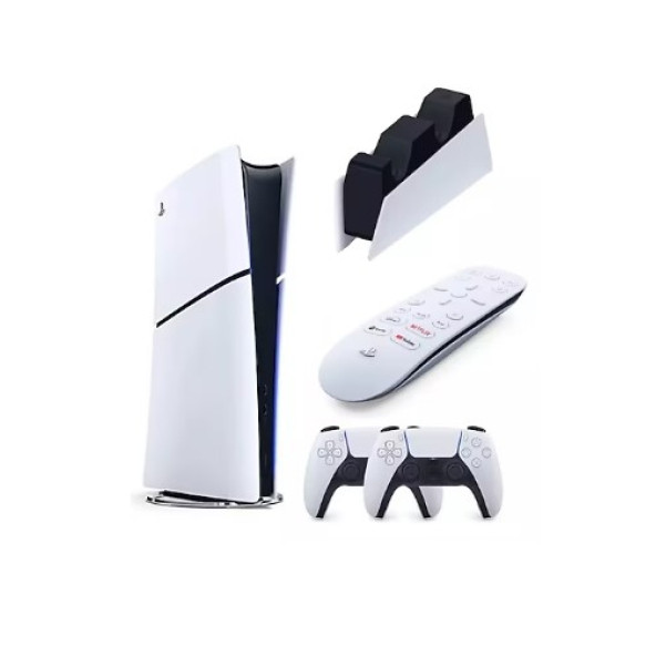 Sony Playstation 5 Slim Dijital - 2. Dualsense Ps5 Kol - Şarj İstasyonu - Medya Kumandası Oyun Konsolu