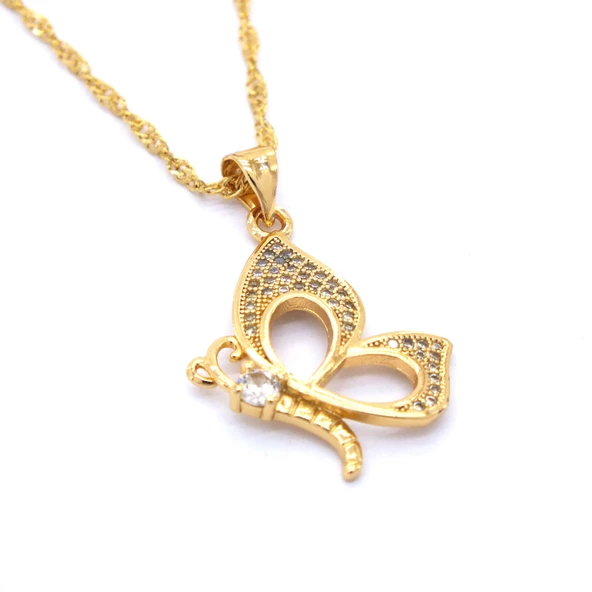 Çelik Kolye,Kelebek Kolye Altın Kaplama, Kadın Kolye KLY-326 - Resim 4