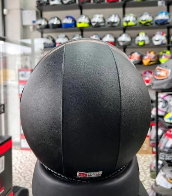 Sway 701 Deri Kaplı Yarı Camlı Elektrikli Bisiklet Motosiklet Scooter Kaskı XL Beden Siyah - 5