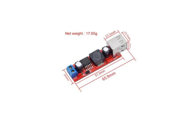 LM2596 Çift USB Çıkışlı Voltaj Düşürücü Regülatör - 5V-3A