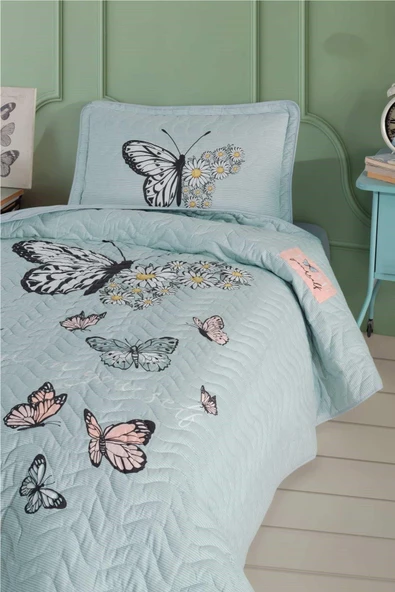 Clasy Tek Kişilik Yatak Örtüsü Seti Daisy Love V1 Yeşil - 2