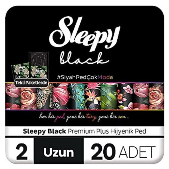 Sleepy Black Premium Plus Hijyenik Ped Uzun 20 Adet Ped