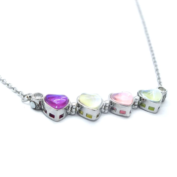 316L Çelik Renkli Taşlı Açılabilir Yonca Kolye KLY-570 - Resim 4