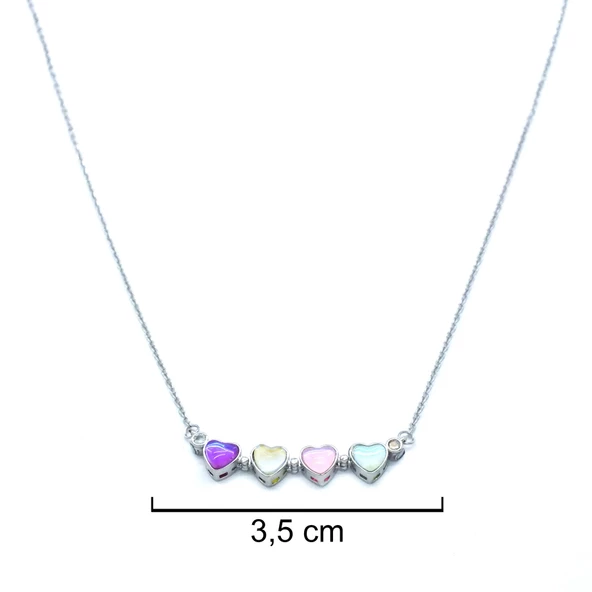 316L Çelik Renkli Taşlı Açılabilir Yonca Kolye KLY-570 - Resim 6