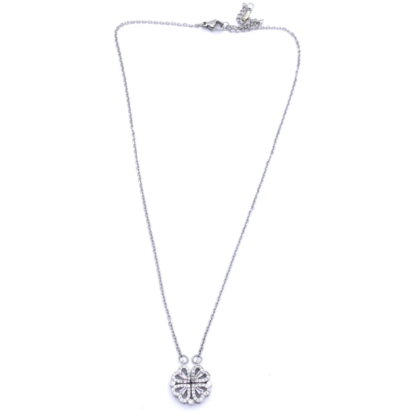 Çelik Kolye, Yonca Kolye, Paslanmaz Çelik Kadın Kolye KLY-395 - Resim 6