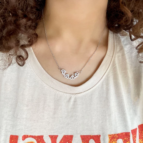 Çelik Kolye, Yonca Kolye, Paslanmaz Çelik Kadın Kolye KLY-395 - Resim 3