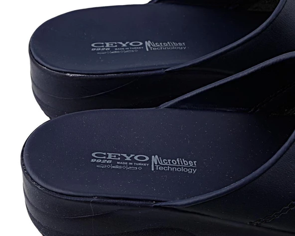 Ceyo 9926  Anatomik Lacivert Kadın Sabo Terlik - Resim 4