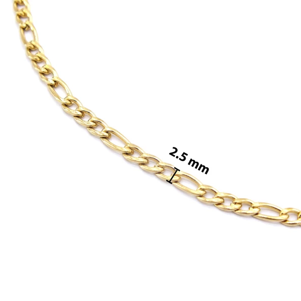 Çelik Zincir Altın Kaplama 2.5 MM Figaro Model ZN-157 - Resim 3