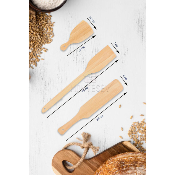 Zambak Serisi Ahşap Hamur Açma Oklavası Merdanesi Börek Seti 6 lı Set ECHO5 - 2