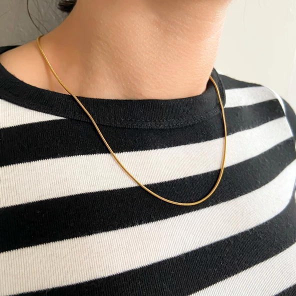 Çelik Zincir Altın Kaplama Oval Kesim 1 MM ZN-301 - Resim 2