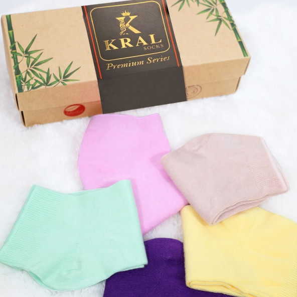 Kadın Çorap Dikişsiz Parfümlü (5 ÇİFT) Hediye Kutulu Bambu Patik Çorap Seti - 3