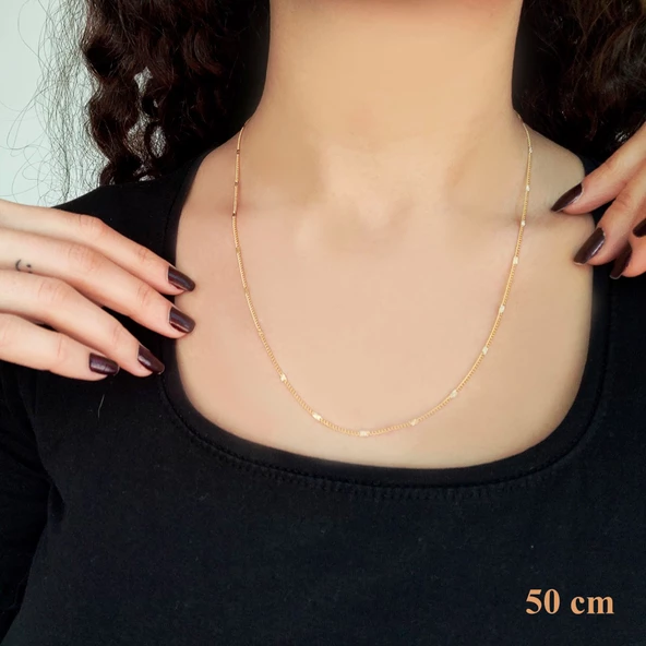 Çelik Zincir Altın Kaplama Ezmeli Model ZN-192 - Resim 2