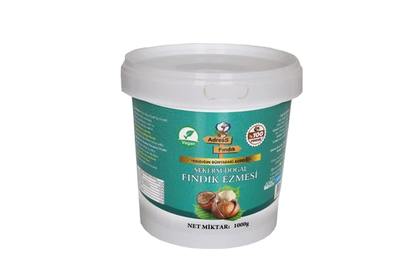 ADRESS FINDIK- ŞEKERSİZ DOĞAL FINDIK EZMESİ 1 Kg