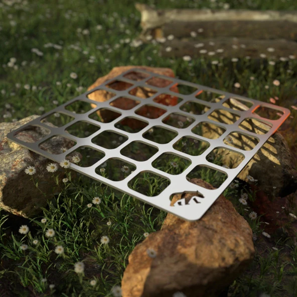 Kamp Ayısı® OpenAirWire™Taşıma Çantalı Paslanmaz Çelik 13 Cm X 13 Cm 62 Gram Kare Bushcraft Izgara Teli - 4