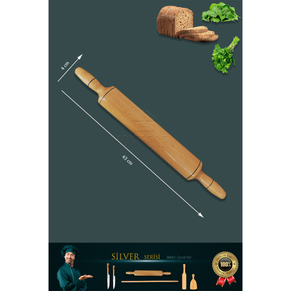 Silver Serisi Ahşap Hamur Açma Oklavası Merdanesi Lazbisa Mutfak Bıçak Börek Seti 6 lı Slvset4 - 2