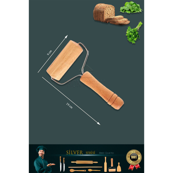 Ahşap Hamur Açma Oklava Merdane Rulo Lazbisa Mutfak Bıçak Börek Seti 9 lu Slvset6 - 6