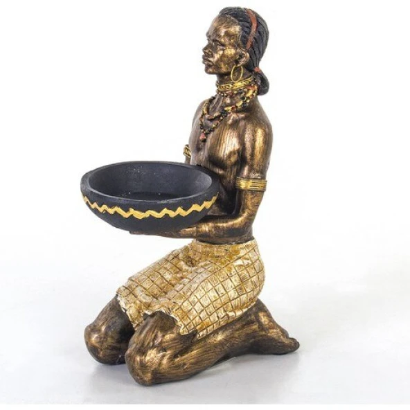 Euro Flora Dekoratif Afrikalı Kadın Biblo 10X14X22 cm - 3