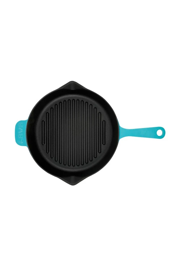 Demir Döküm Spring Özel Seri Mat Turkuaz Metal Saplı Izgara Tava (Ø) 28 Cm - 2