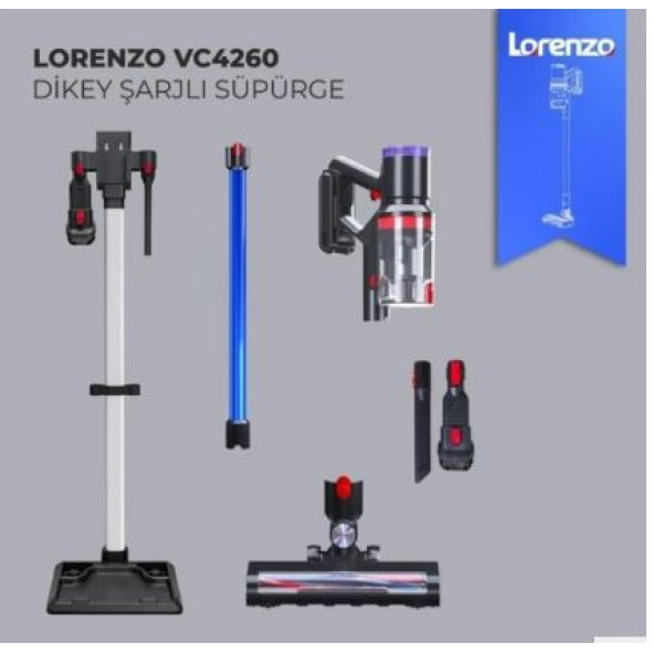 LORENZO VC4260 25W ŞARJLI DİKEY SÜPÜRGE MAVİ