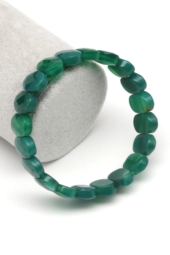 Yeşil Akik Doğal Taş Bileklik 10 x 14 mm Özel Kesim ürün görseli