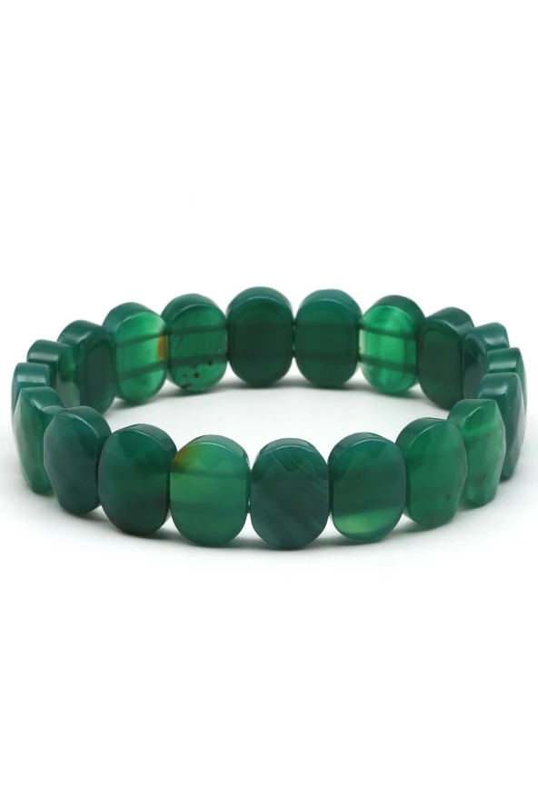 Yeşil Akik Doğal Taş Bileklik 10 x 14 mm Özel Kesim - Resim 2