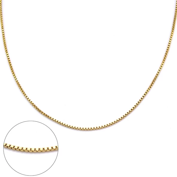 FerizZ Altın Kaplama 1mm Kalınlık Unisex İnce Zincir 45 cm ZN-239