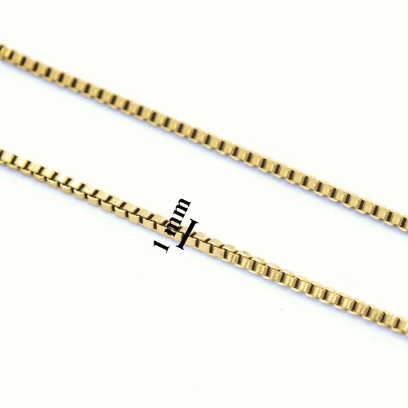 FerizZ Altın Kaplama 1mm Kalınlık Unisex İnce Zincir 45 cm ZN-239 - Resim 6