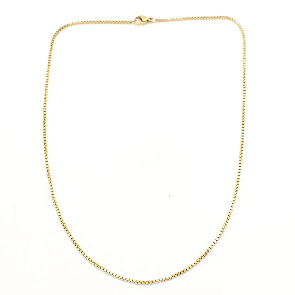 FerizZ Altın Kaplama 1mm Kalınlık Unisex İnce Zincir 45 cm ZN-239 - Resim 3