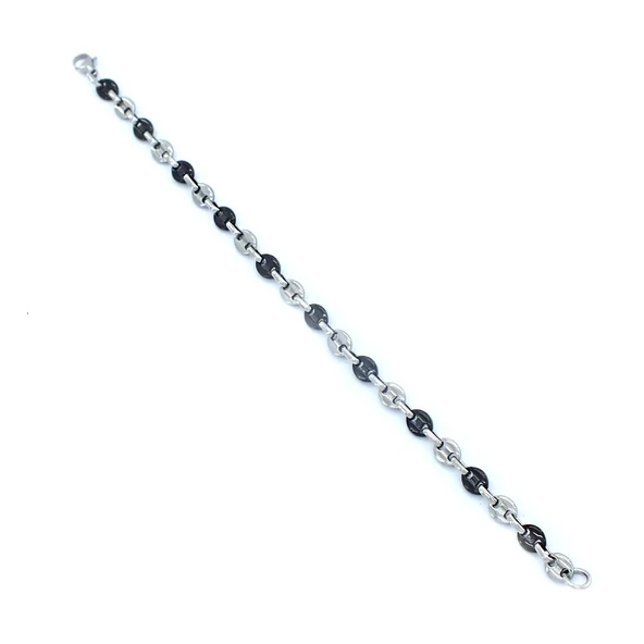 316L Çelik Siyah-Beyaz Zincir Erkek Set SET-137 - 6
