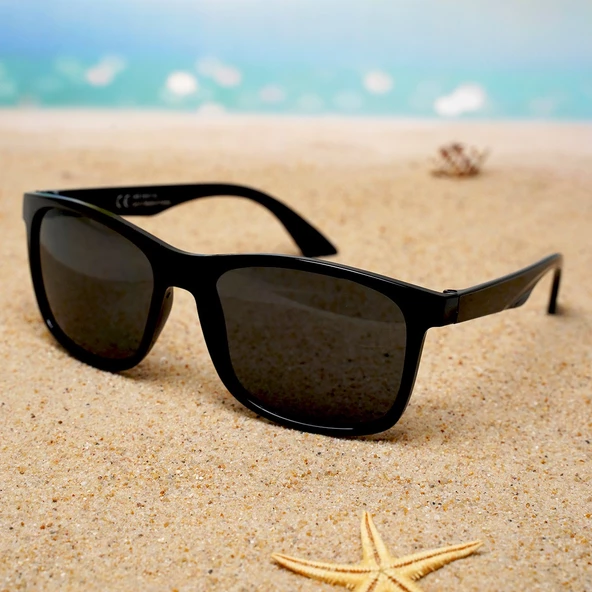 Di Caprio DC19817 Organik Camlı UV400 Siyah Erkek Güneş Gözlüğü - 4