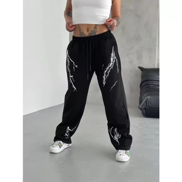 Lucky Life Unisex Dijital Baskılı Eşofman Altı - Siyah - 2