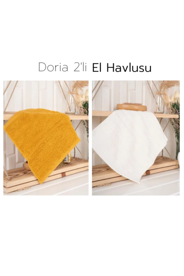 Doria El Havlusu 2'li Sarı & Krem