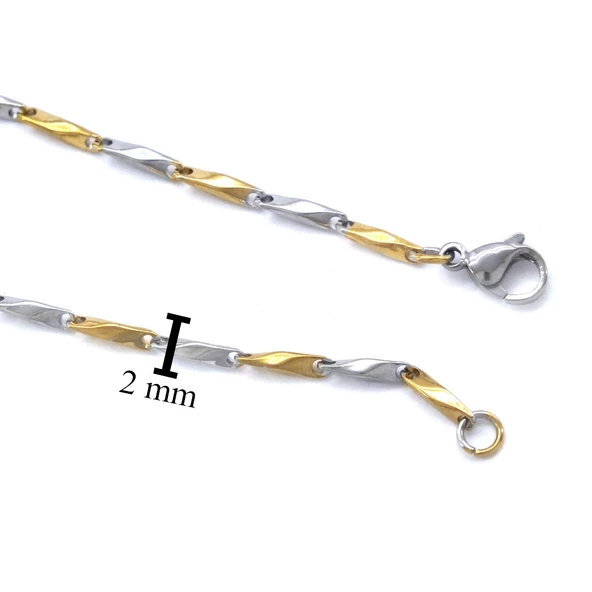 Çelik Zincir 316L Çift Renkli Erkek Model ZN-256 - Resim 3