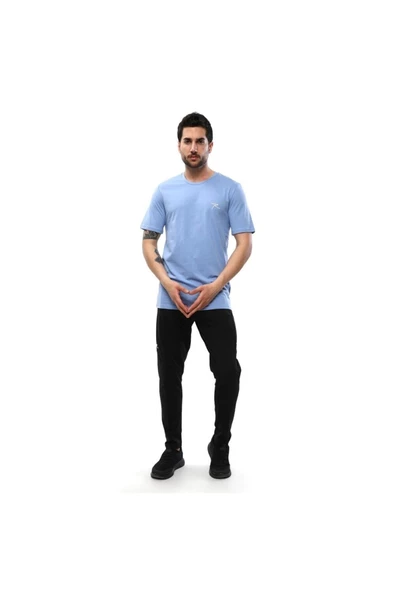 Raru AGNITIO Erkek Pamuklu Mavi Günlük T-shirt - 4