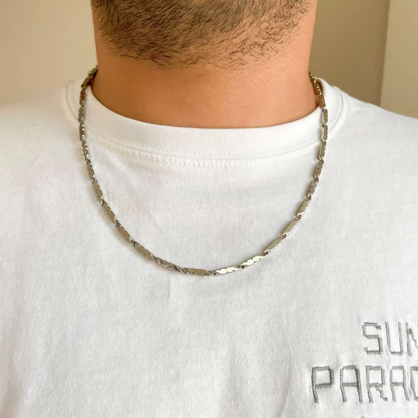 Çelik Zincir 316L İşlemeli Erkek Model ZN-257 - Resim 2