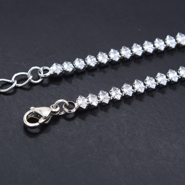 Su yolu Kolye 316L Çelik Baget Zirkon Taşlı Kolye ZN-167 - Resim 5