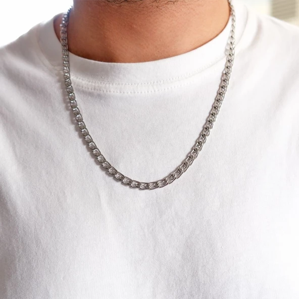 Çelik Zincir Kolye 316L Figaro Model 5 MM - ZN-284 - Resim 2