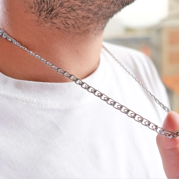 Çelik Zincir Kolye 316L Figaro Model 5 MM - ZN-284 - Resim 3