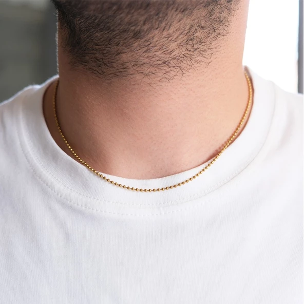 Çelik Zincir Altın Kaplama Küçük Toplu Zincir 2 MM ZN-303 - Resim 2