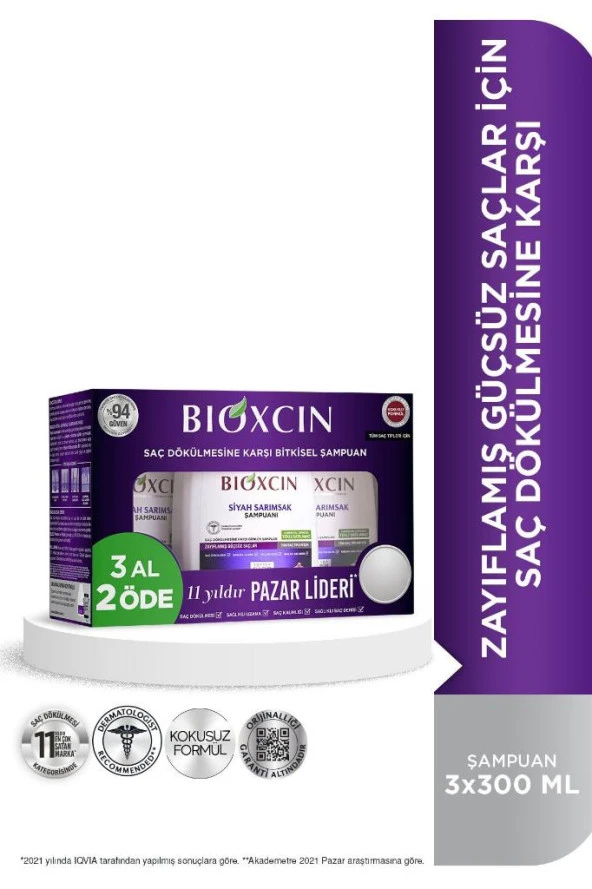 Bioxcin Siyah Sarımsak Şampuan 3X300 Ml - Saç Dökülmesi Şampuanı